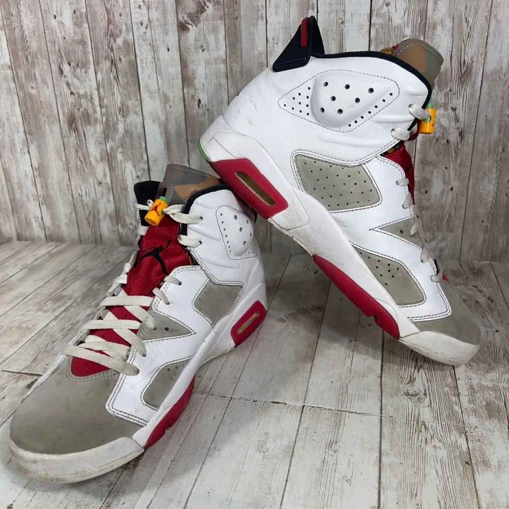 Jordan 6 Retro Hare Neutral Grey White True Red CT8529-062 Mens Size 11
